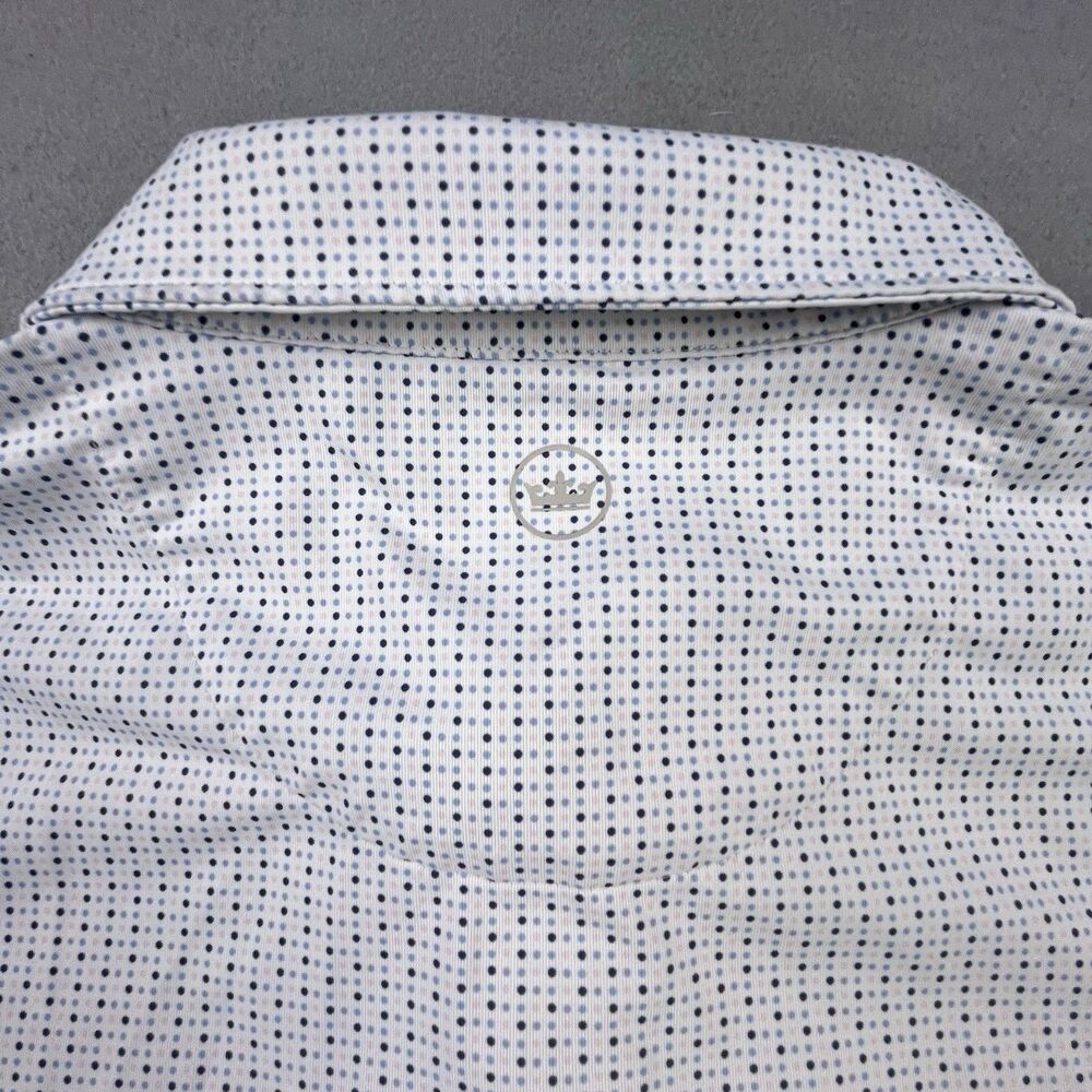 Peter Millar Crown Crafted Golf Polo Men’s Large White Blue Dot Performance Logo - Picture 7 of 10